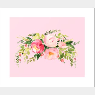 DELICATE ROSE BOUQUET WATERCOLOR ART Posters and Art